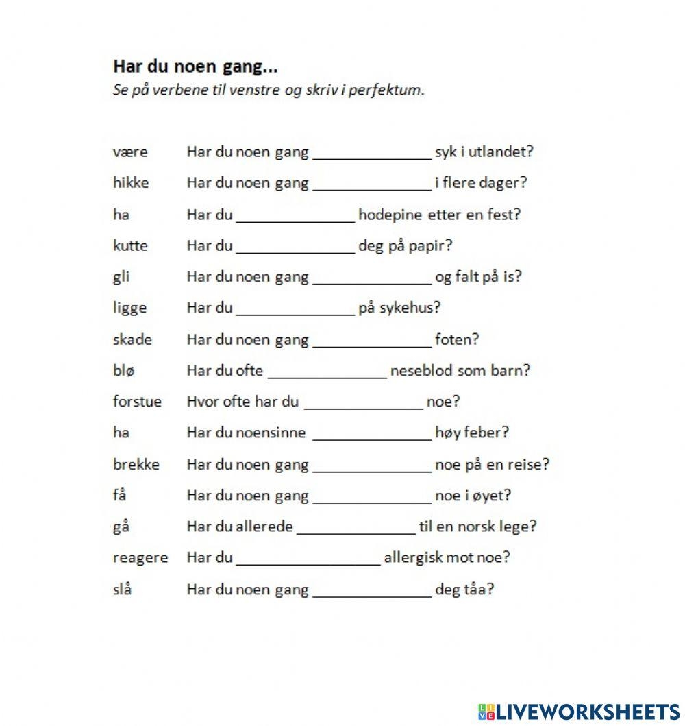 Har Du Noen Gan Free Interactive Worksheets 3467769