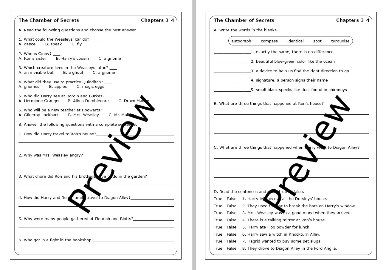 Harry Potter And The Chamber Of Secrets Worksheets Made By Teachers Harry Potter And The Chamber Of Secrets Worksheets Made By Teachers