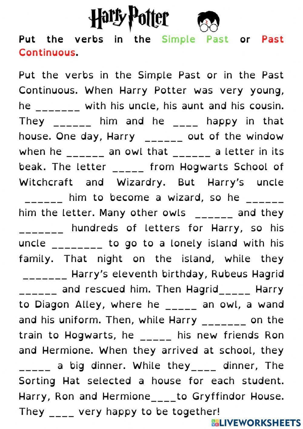 Harry Potter Grammar Worksheets Harry Potter Grammar Worksheets