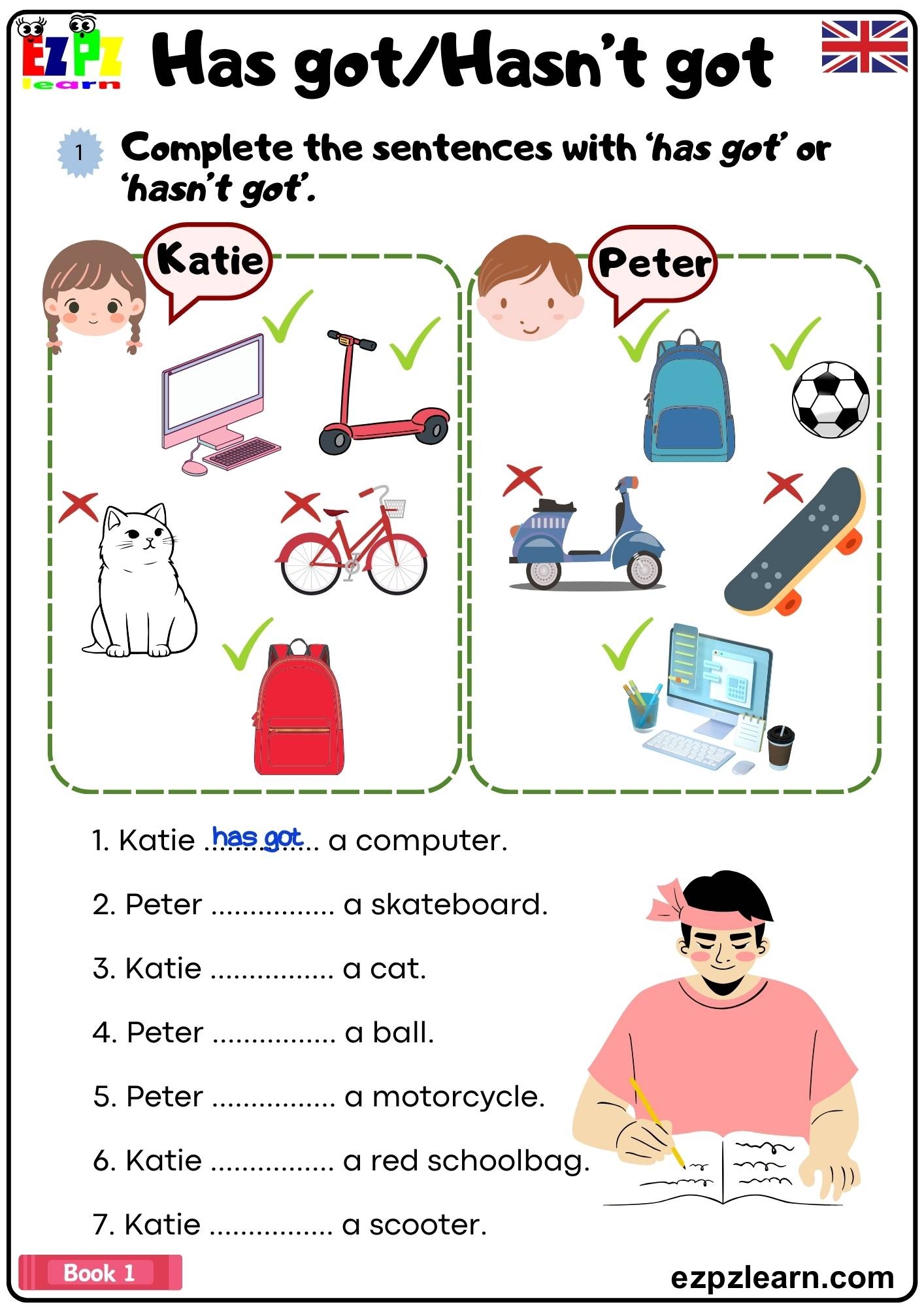 Has Got And Hasn t Got Complete The Sentences Grammar Worksheet Pdf Ezpzlearn