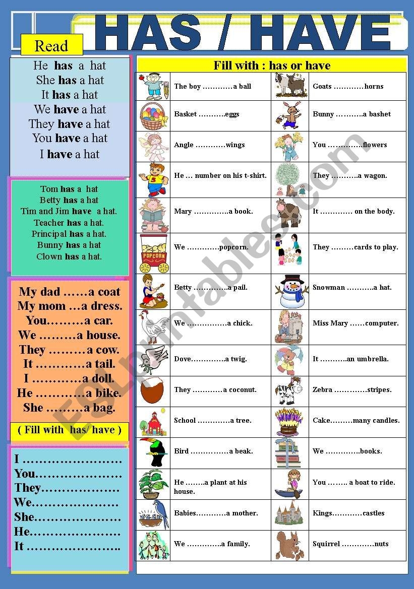 HAS HAVE ESL Worksheet By Jhansi HAS HAVE ESL Worksheet By Jhansi