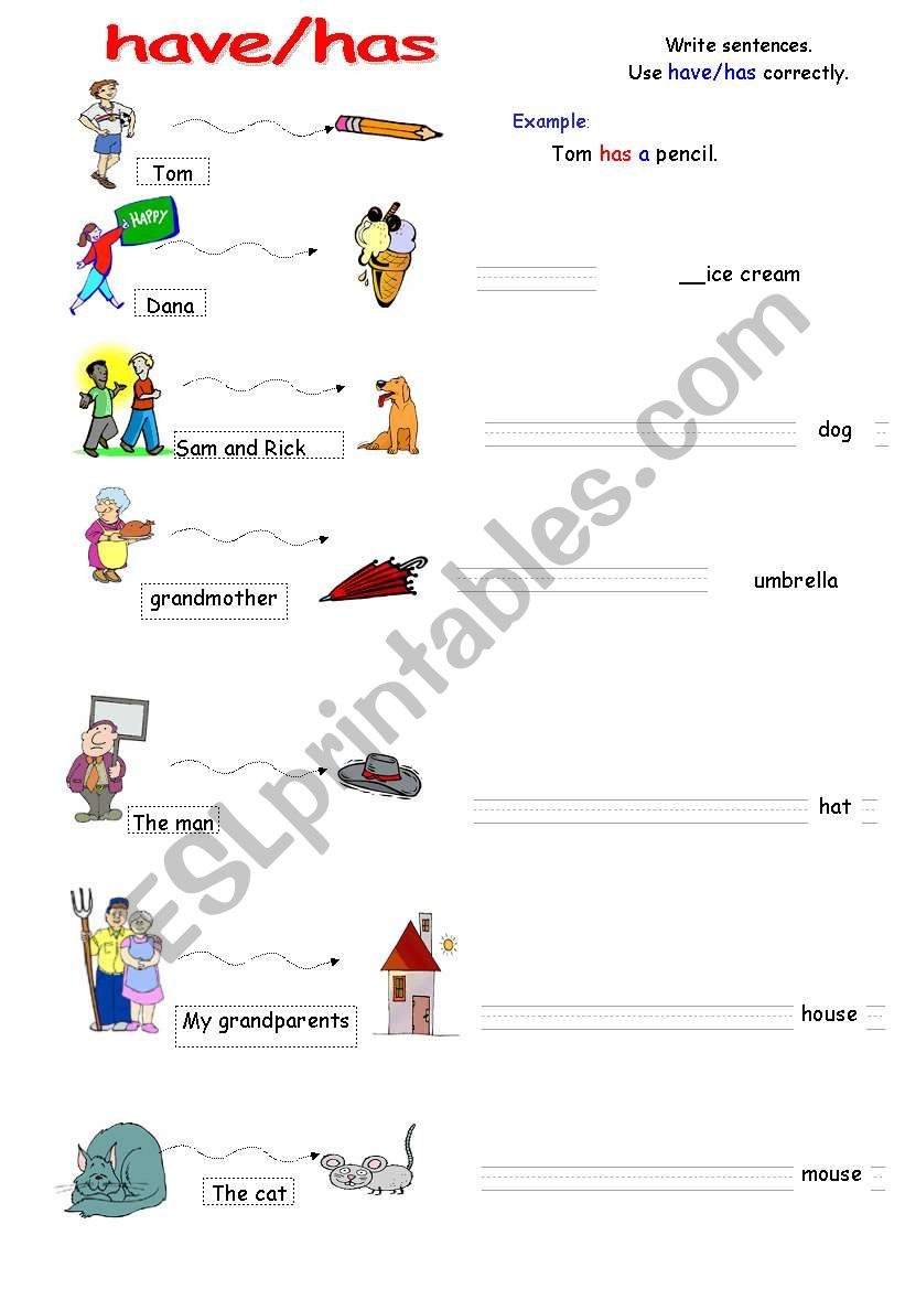 Have Has Easy Grammar Worksheet ESL Worksheet By Victoria Ladybug