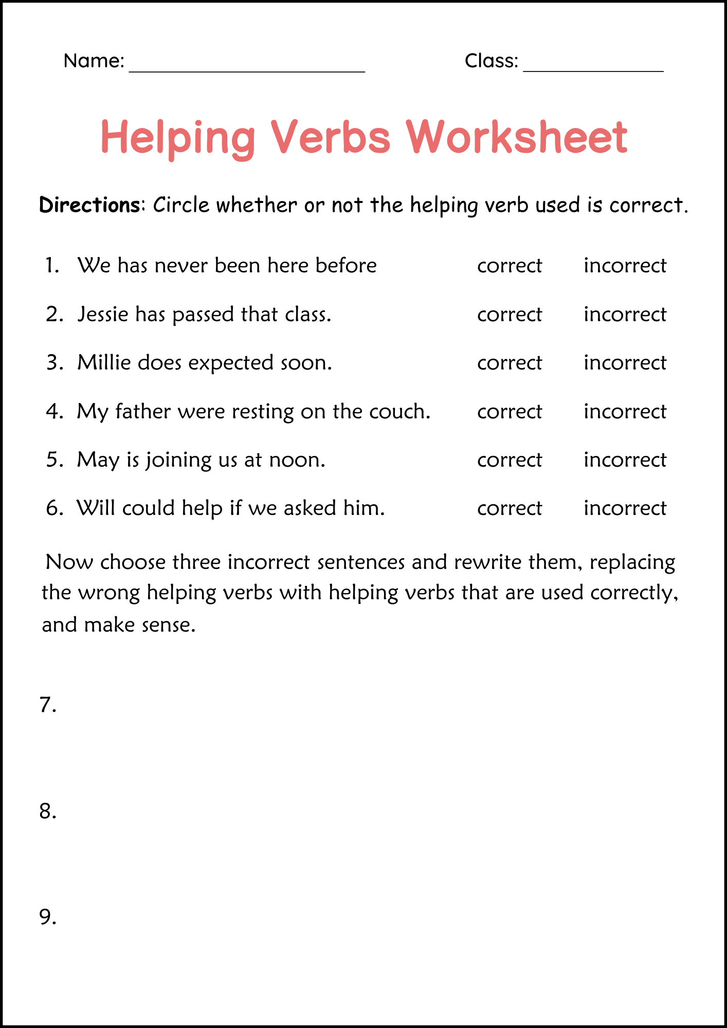 Helping Verbs Grammar Practice Worksheet For Grade 1 Auxiliary Verbs Made By Teachers