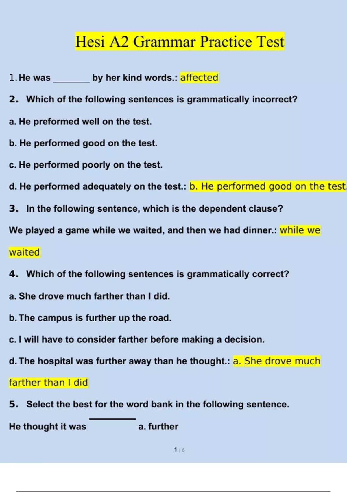 Hesi A2 Grammar Practice Test 2025 Questions And Answers 2025 2026 Verified Answers Hesi A2 Stuvia US Hesi A2 Grammar Practice Test 2025 Questions And Answers 2025 2026 Verified Answers Hesi A2 Stuvia US