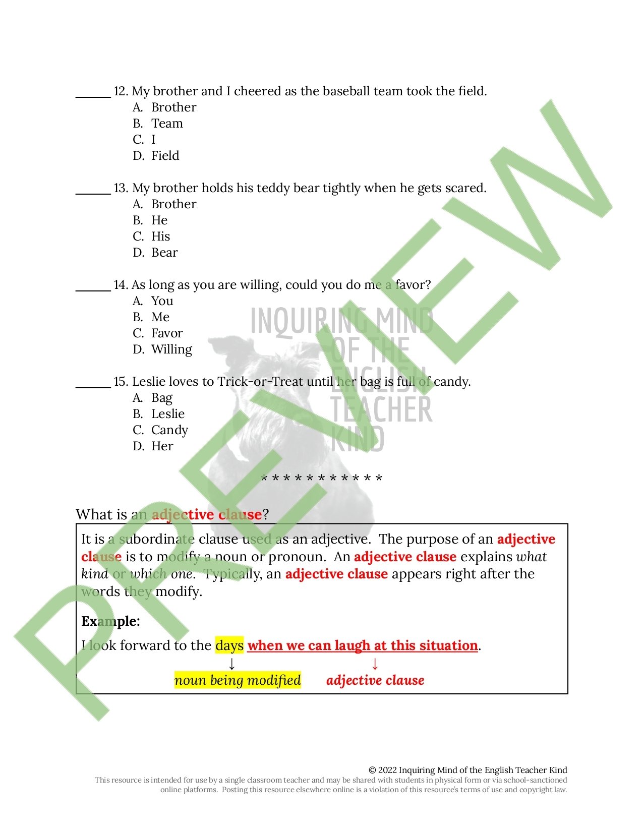 High School Grammar Practice Worksheet On Subordinate Clauses Made By Teachers High School Grammar Practice Worksheet On Subordinate Clauses Made By Teachers