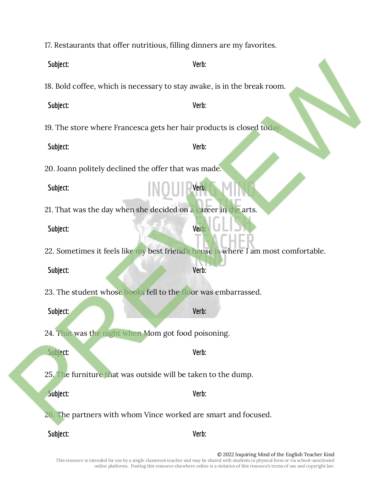 High School Grammar Practice Worksheet On Subordinate Clauses Made By Teachers