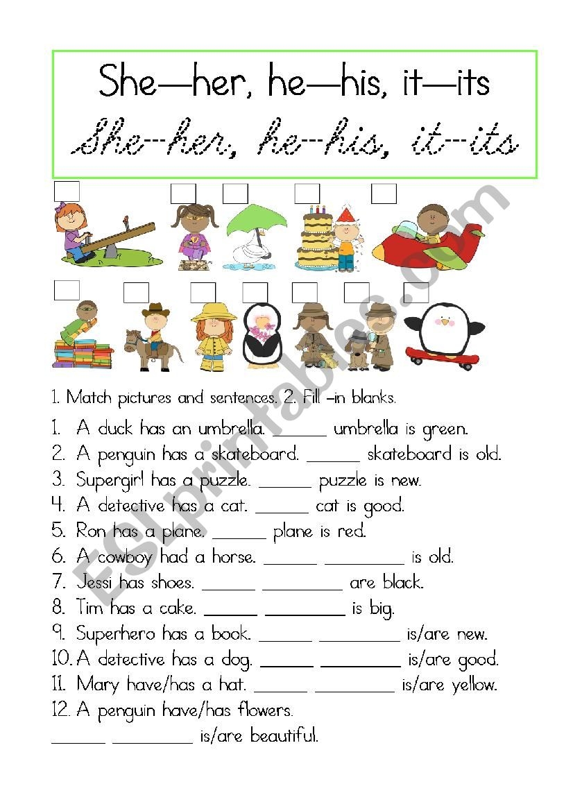 His Her Grammar Worksheets His Her Grammar Worksheets