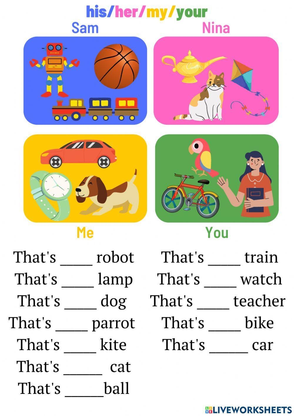 His her my your Free Interactive Worksheets 2195927 His her my your Free Interactive Worksheets 2195927