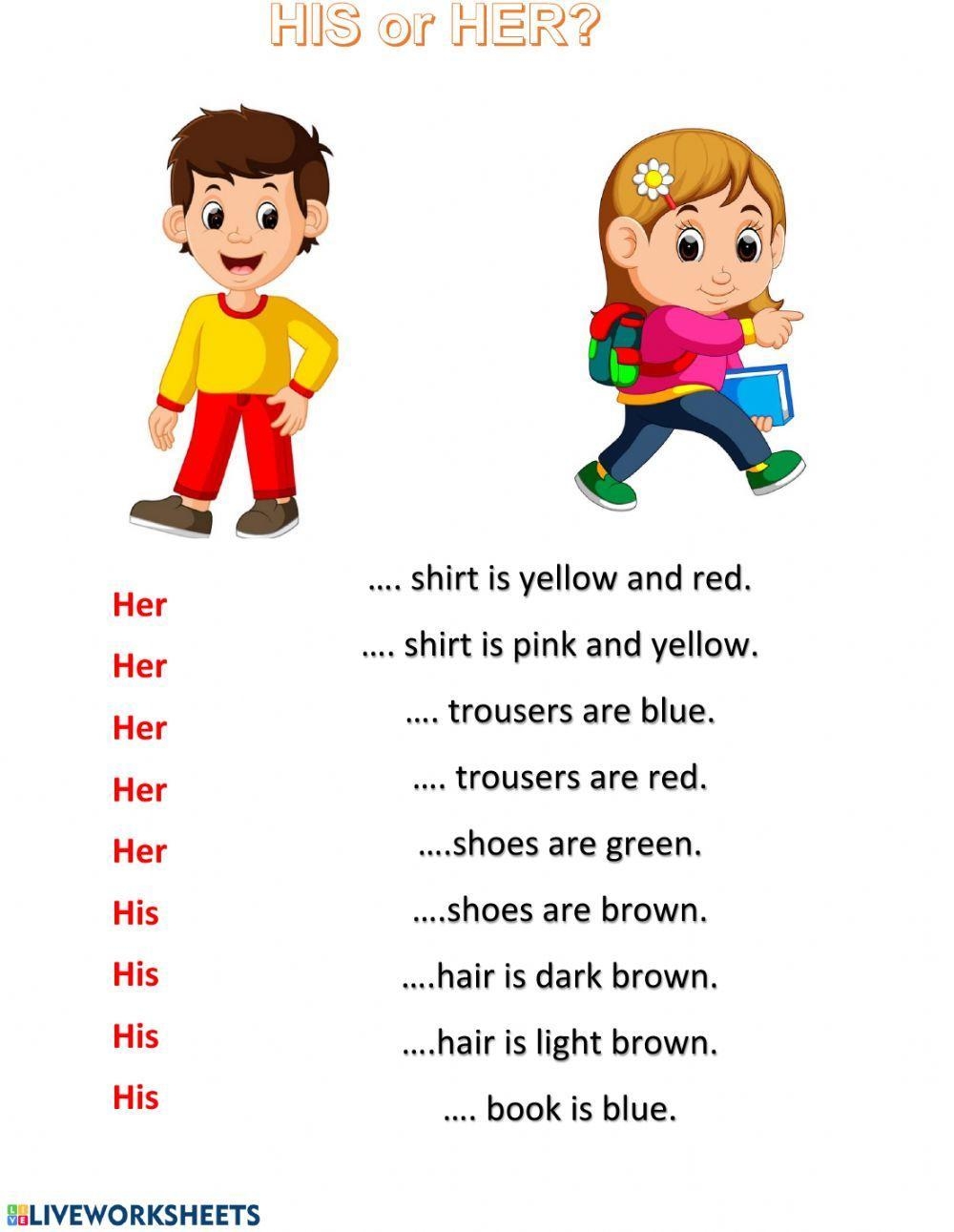 His Or Her Free Interactive Worksheets 51186 His Or Her Free Interactive Worksheets 51186