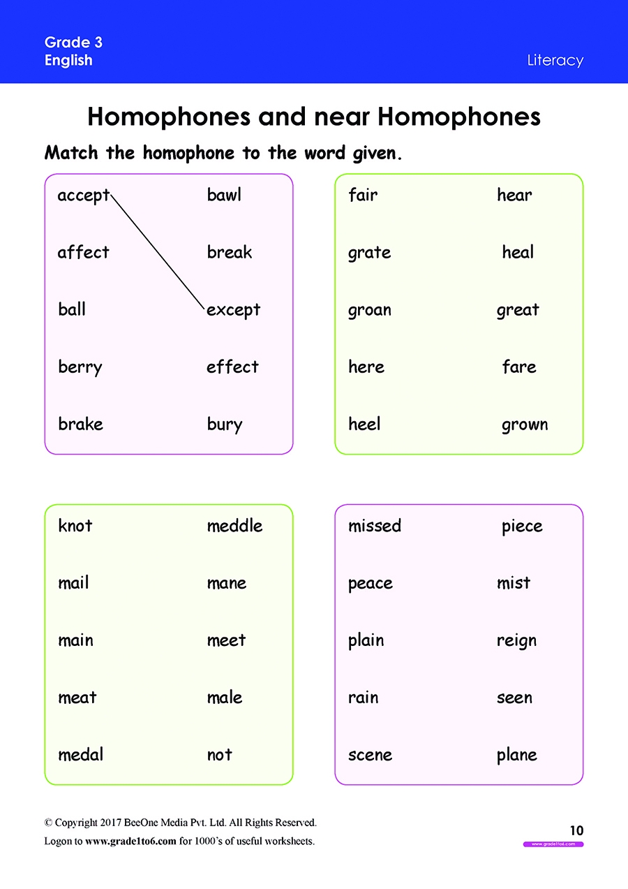 Homophones Worksheet For Grade 3 IB CBSE ICSE Homophones Worksheet For Grade 3 IB CBSE ICSE