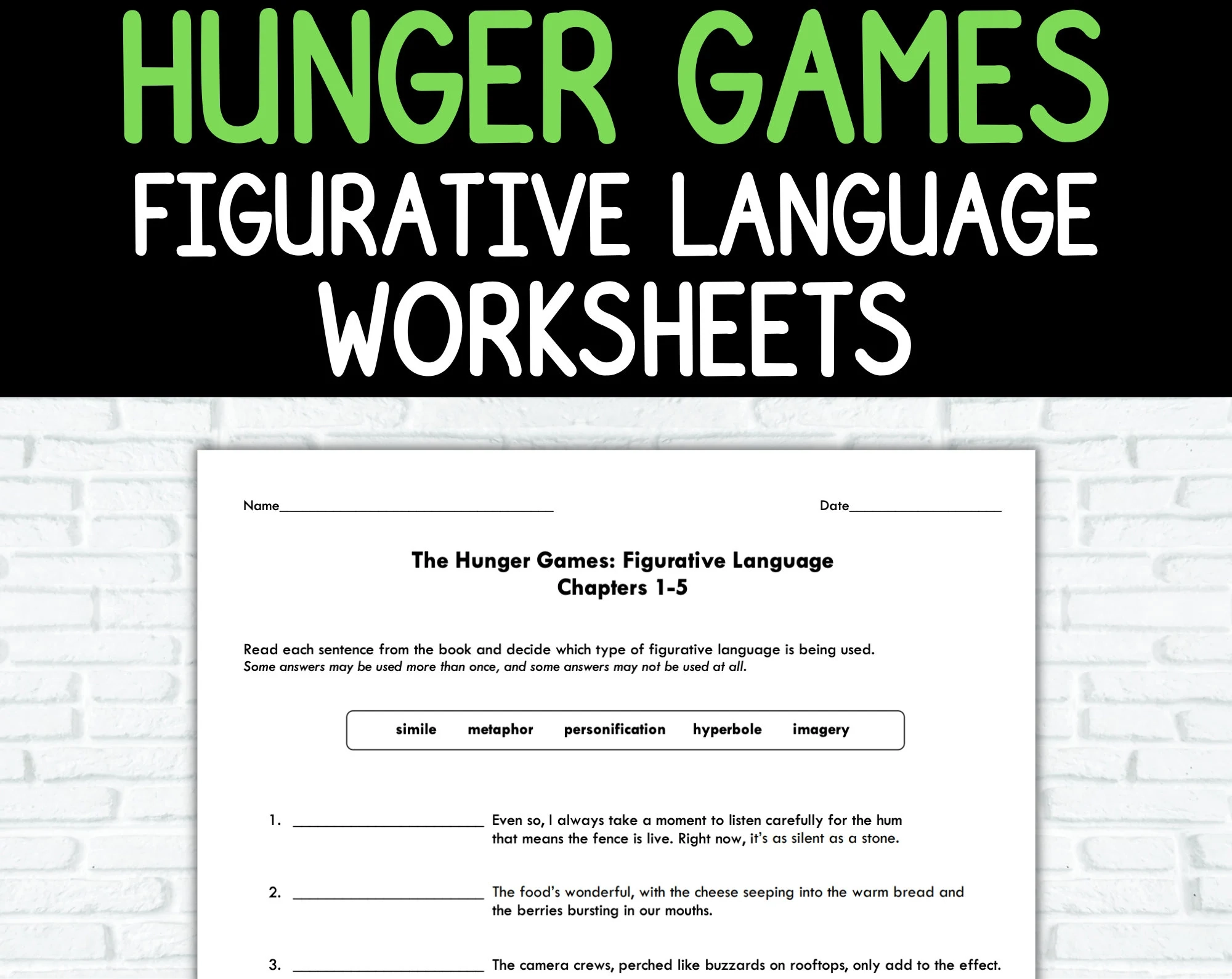 Hunger Games Figurative Language Worksheets Etsy Hunger Games Figurative Language Worksheets Etsy