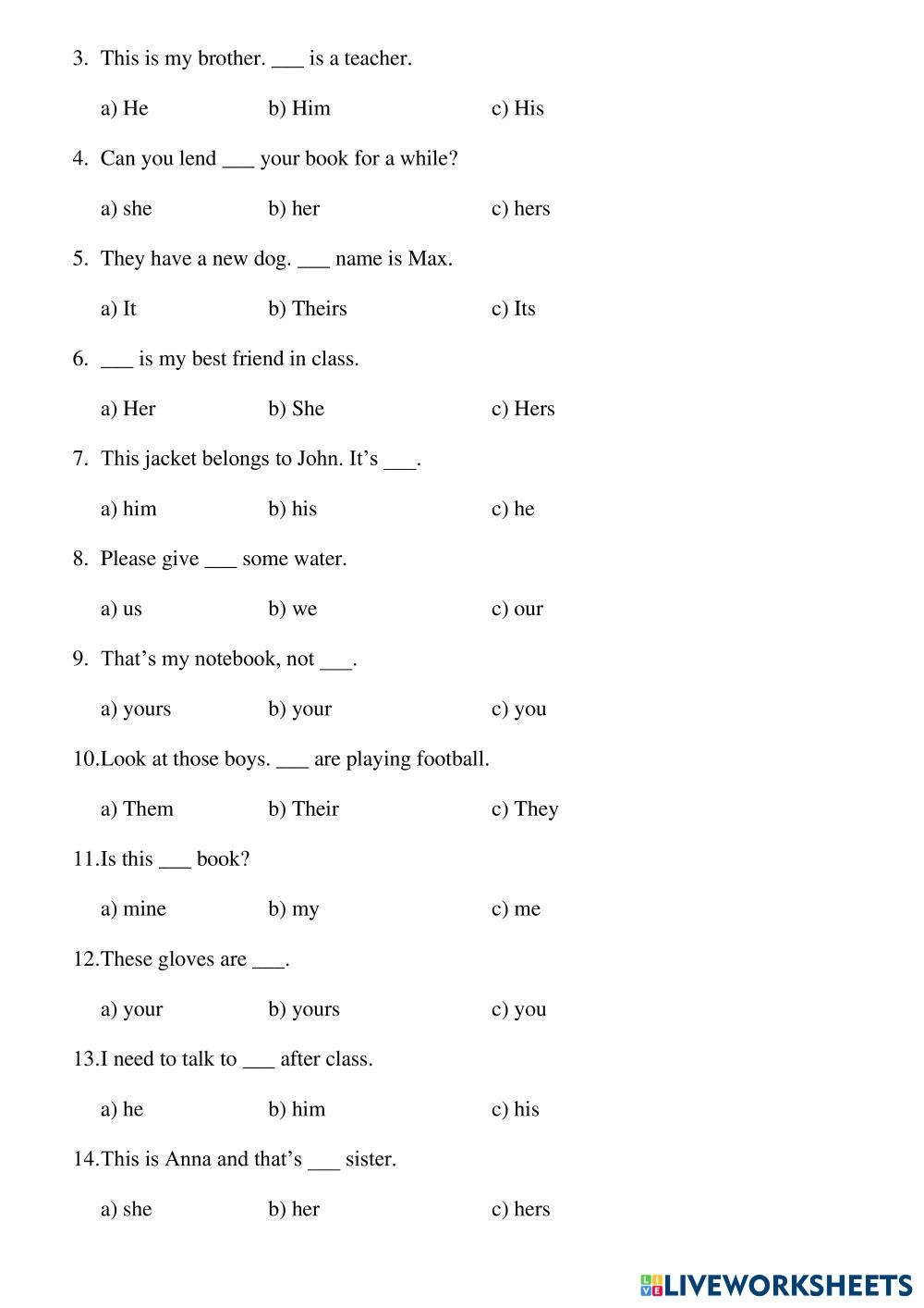 I Me My Mine Free Interactive Worksheets 7996050