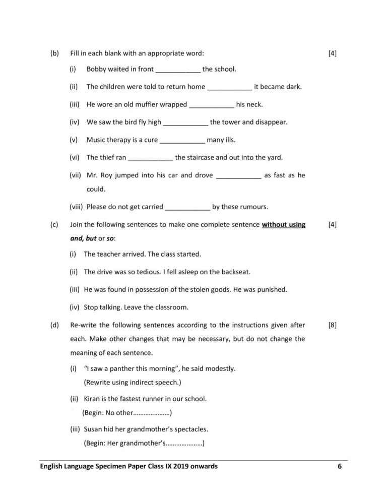 ICSE English Language Specimen Paper 2025 PDF CISCE Class 9 English Language Sample Paper AglaSem