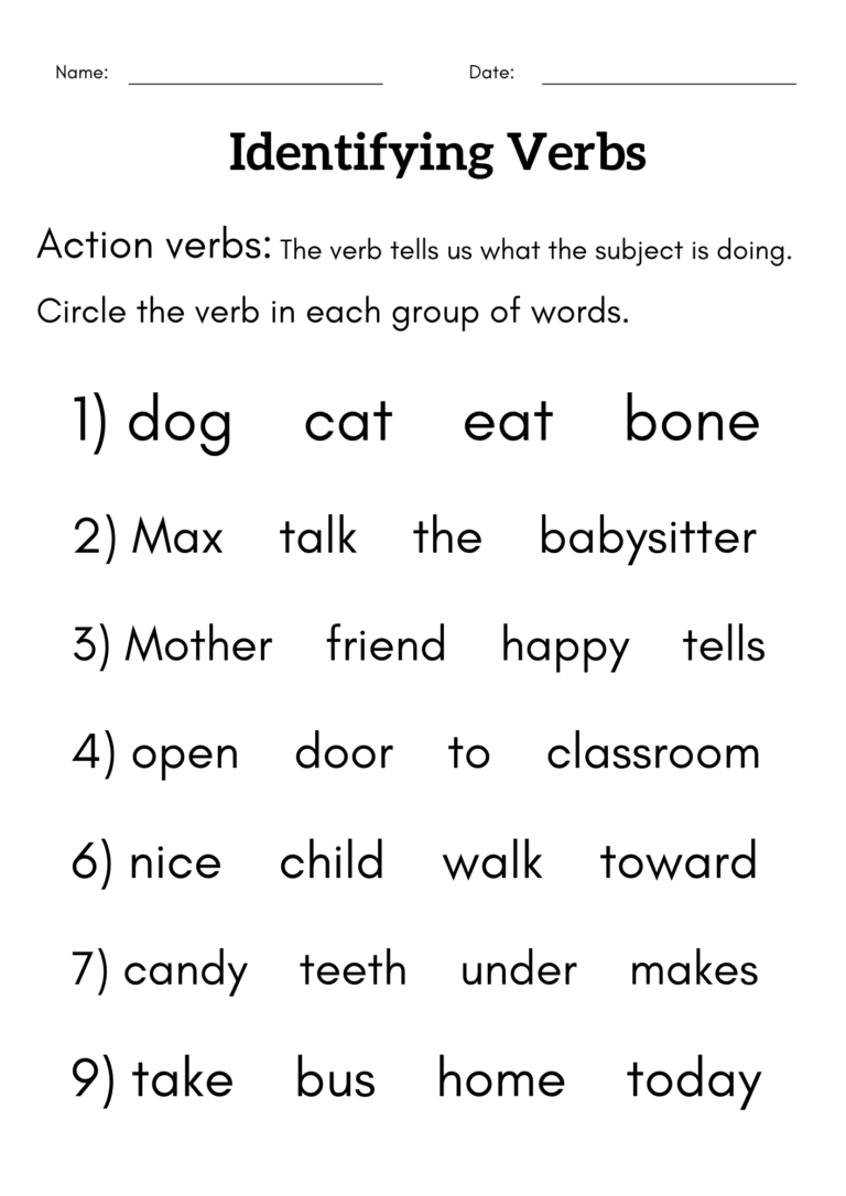 Identifying Verbs Worksheet For Grade 1 2 Identify Action Verbs Activity Book Made By Teachers