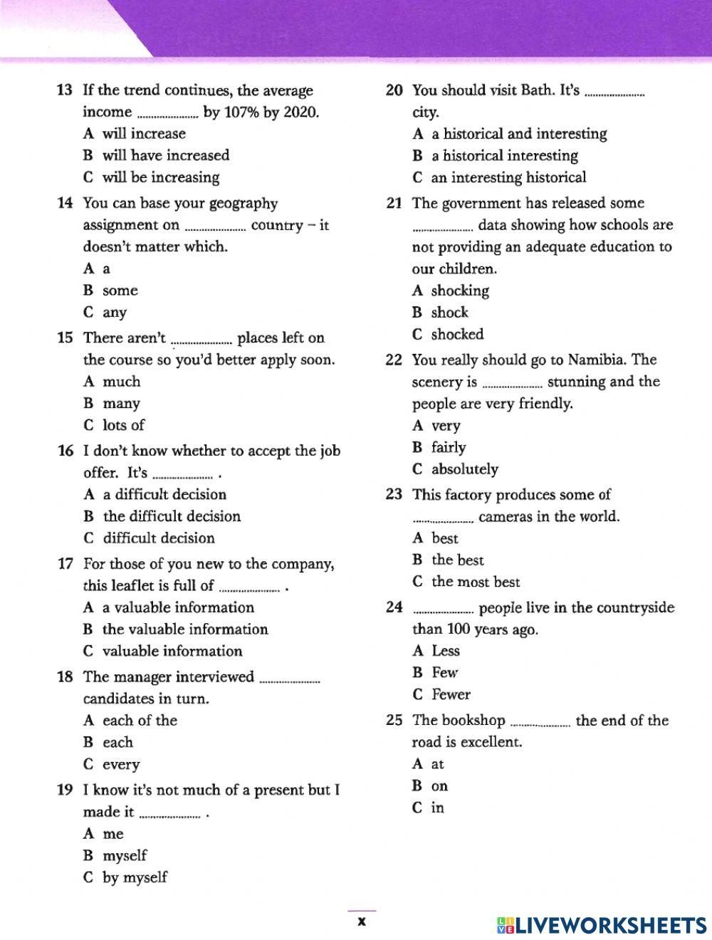 IELTS Grammar Free Interactive Worksheets 5242033