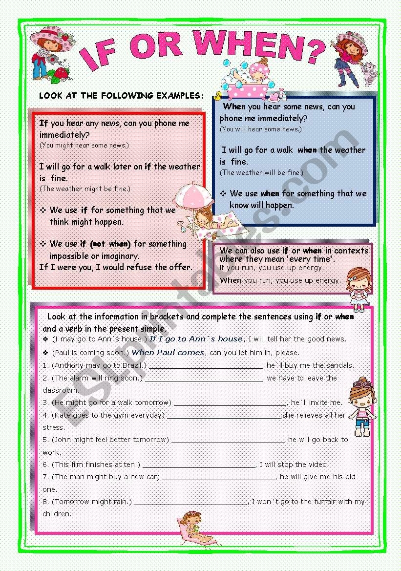 IF OR WHEN ESL Worksheet By Rosario Pacheco