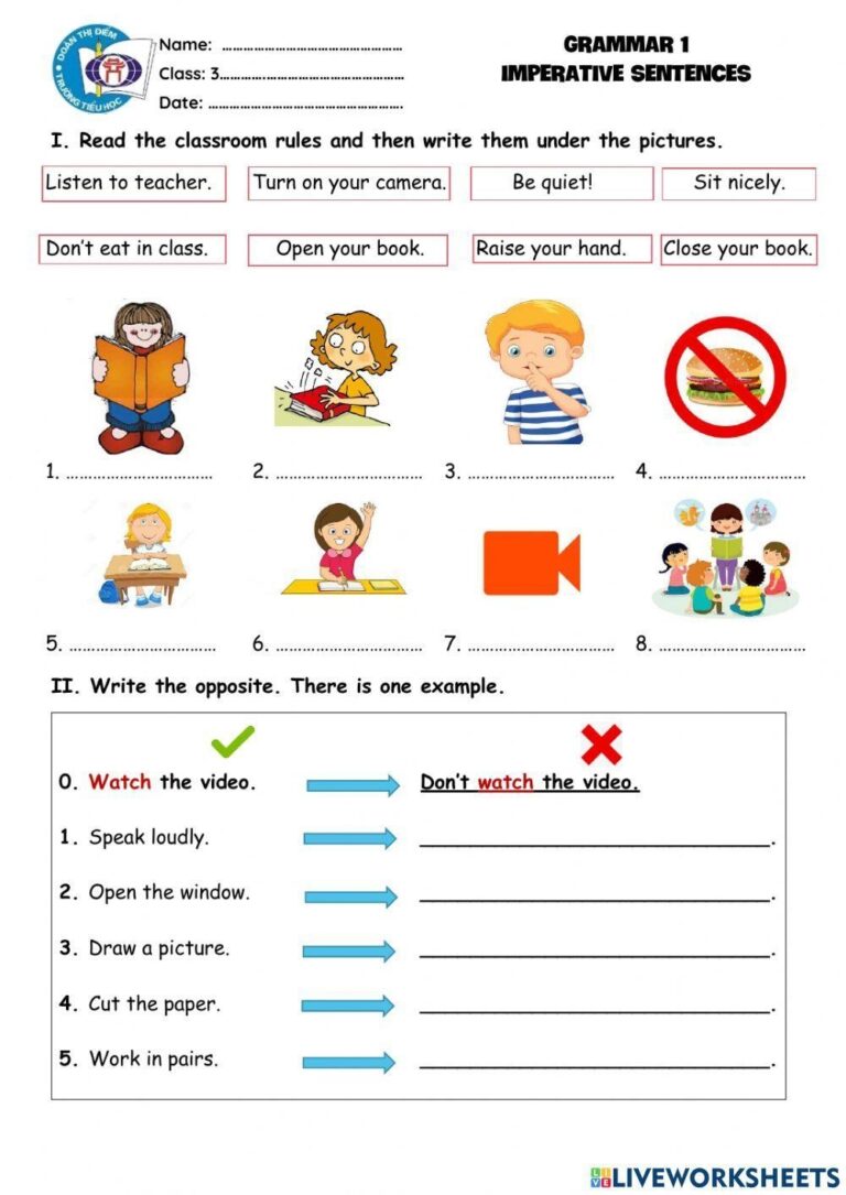 Imperative Sent Free Interactive Worksheets 1381565