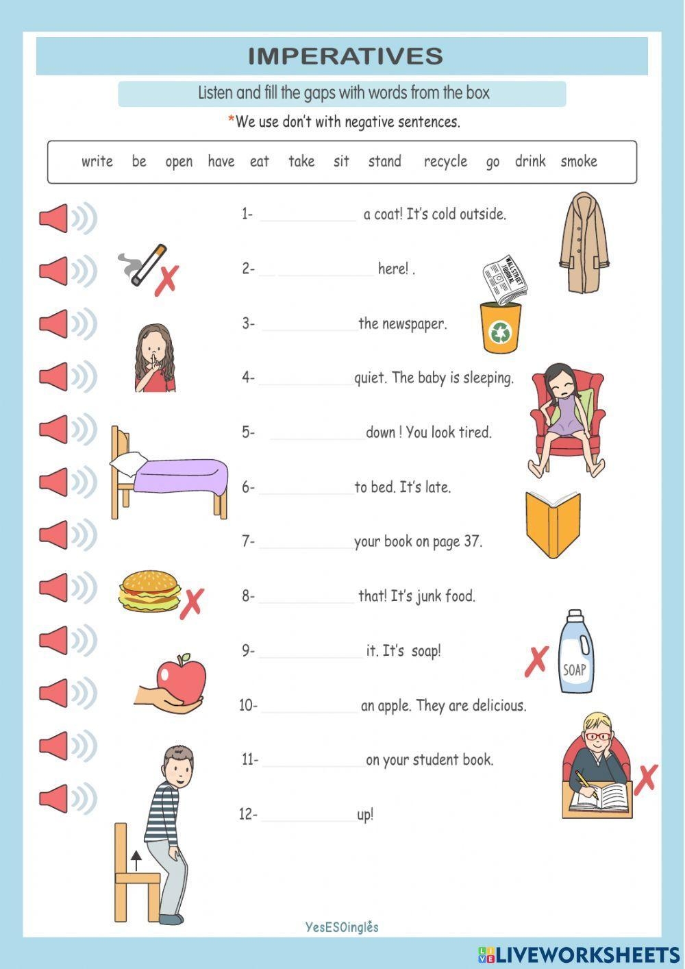 Imperatives 1 Free Interactive Worksheets 693871 Imperatives 1 Free Interactive Worksheets 693871