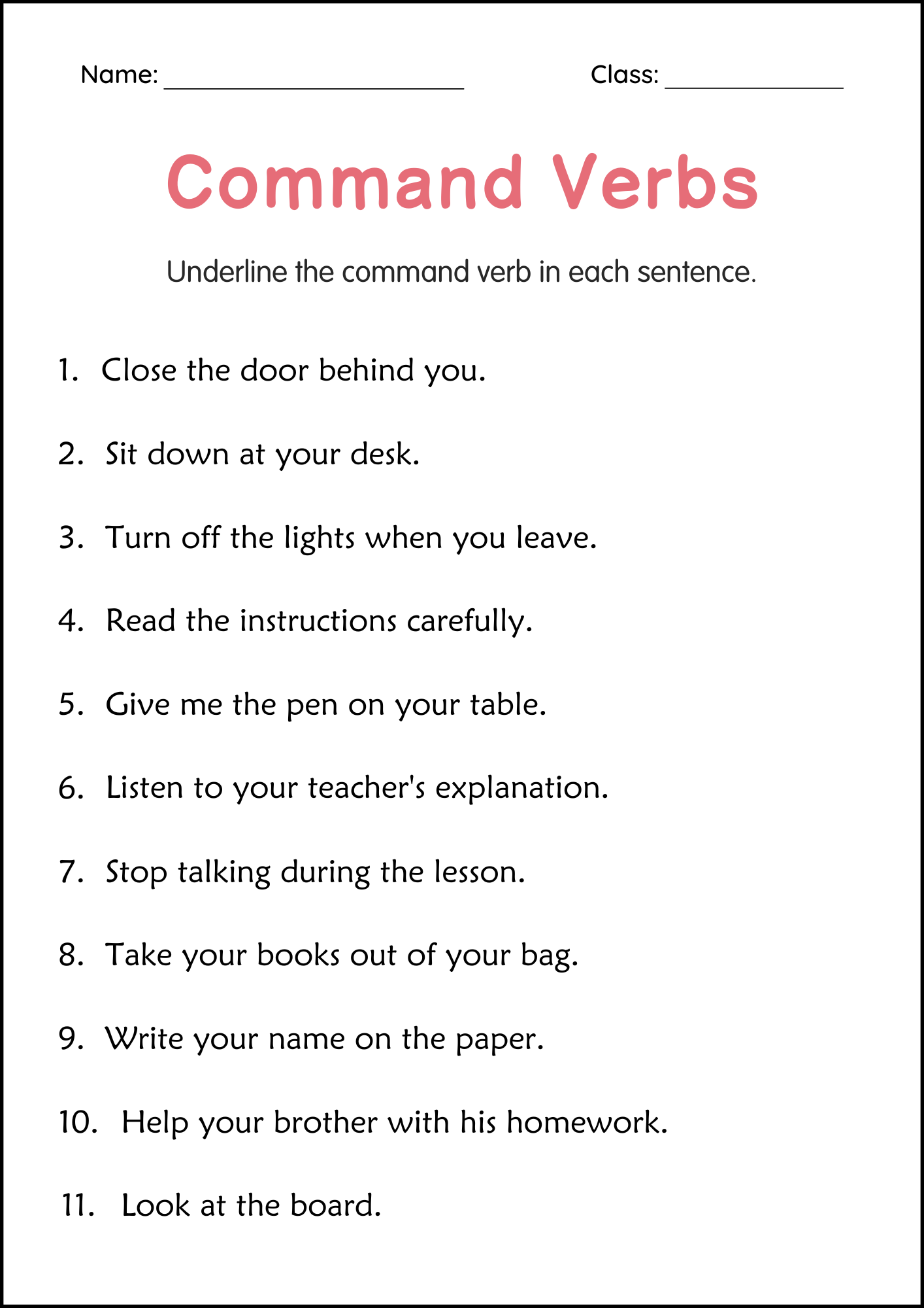 3rd Grade Verb Grammar Practice Worksheet