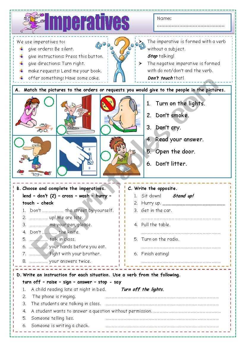 Imperatives ESL Worksheet By Missola Imperatives ESL Worksheet By Missola