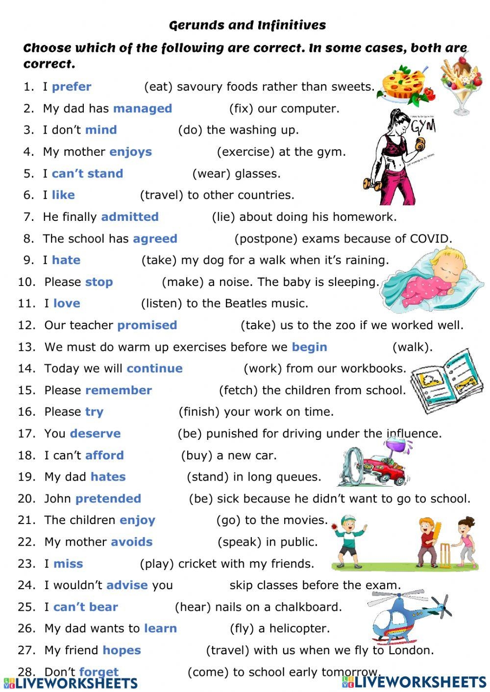 Infinitive Ge Free Interactive Worksheets 6807038