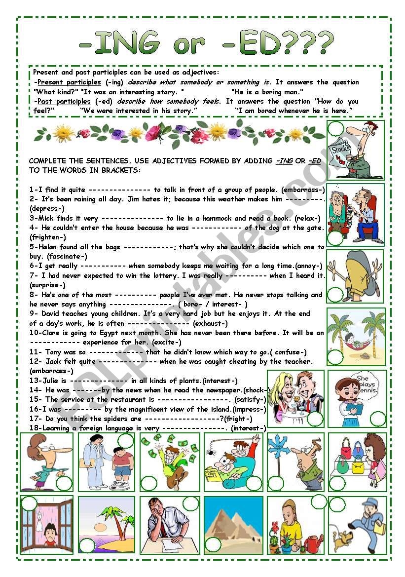 ING Or ED ESL Worksheet By Duygu2