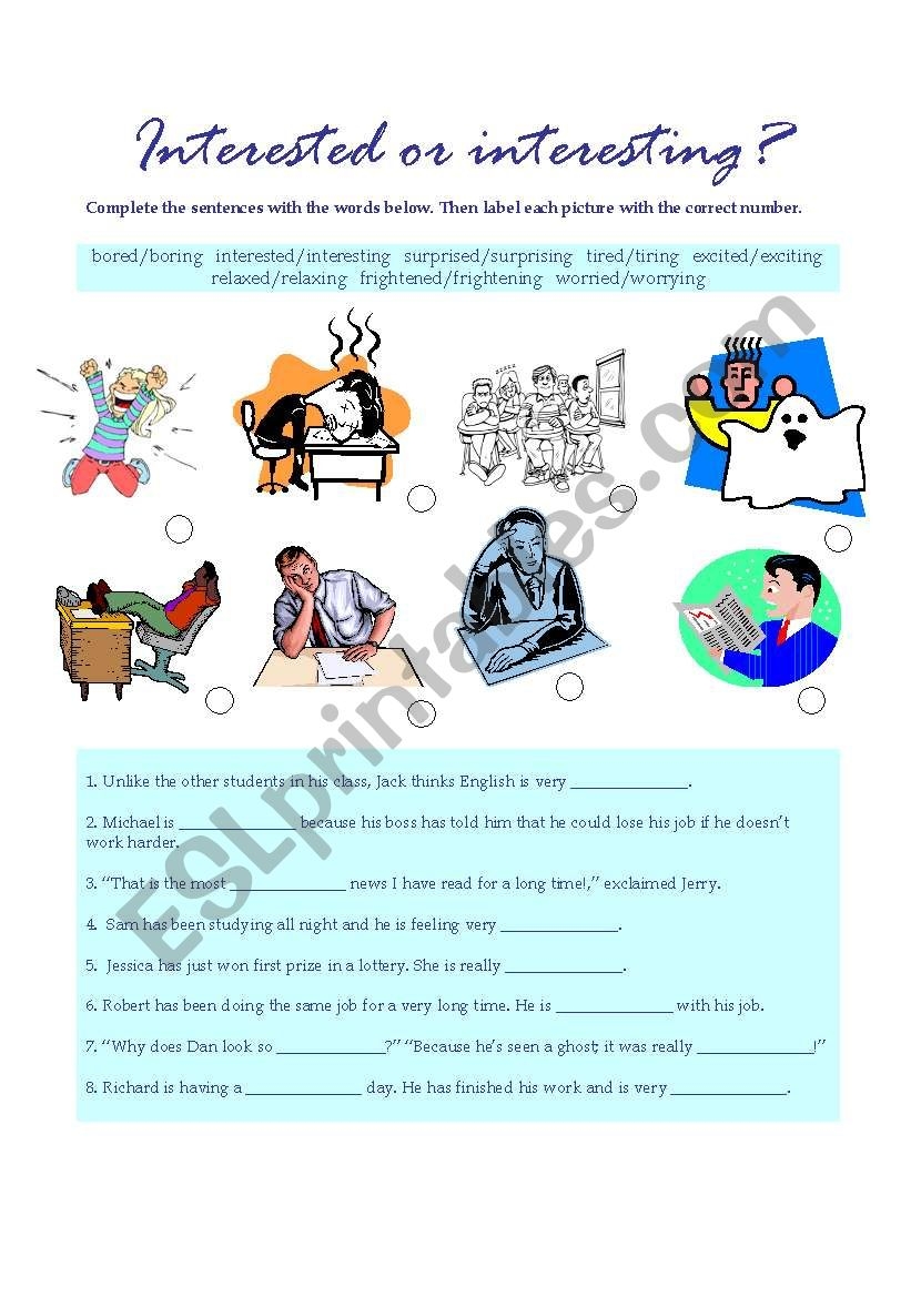 Interested Or Interesting ESL Worksheet By Daniela72 Interested Or Interesting ESL Worksheet By Daniela72