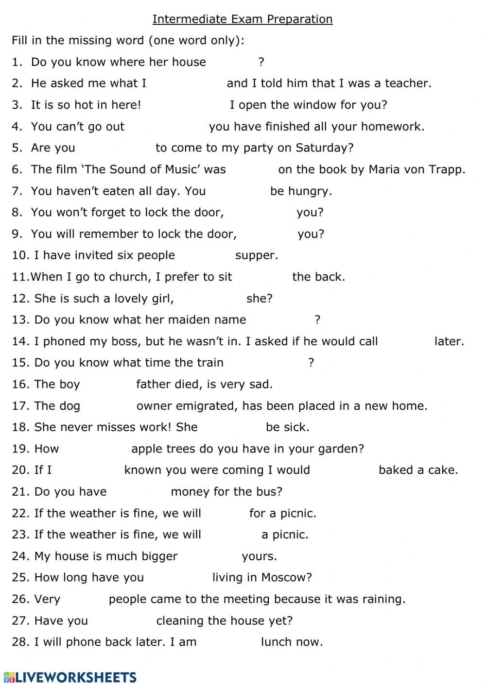Intermediate Gr Free Interactive Worksheets 52367