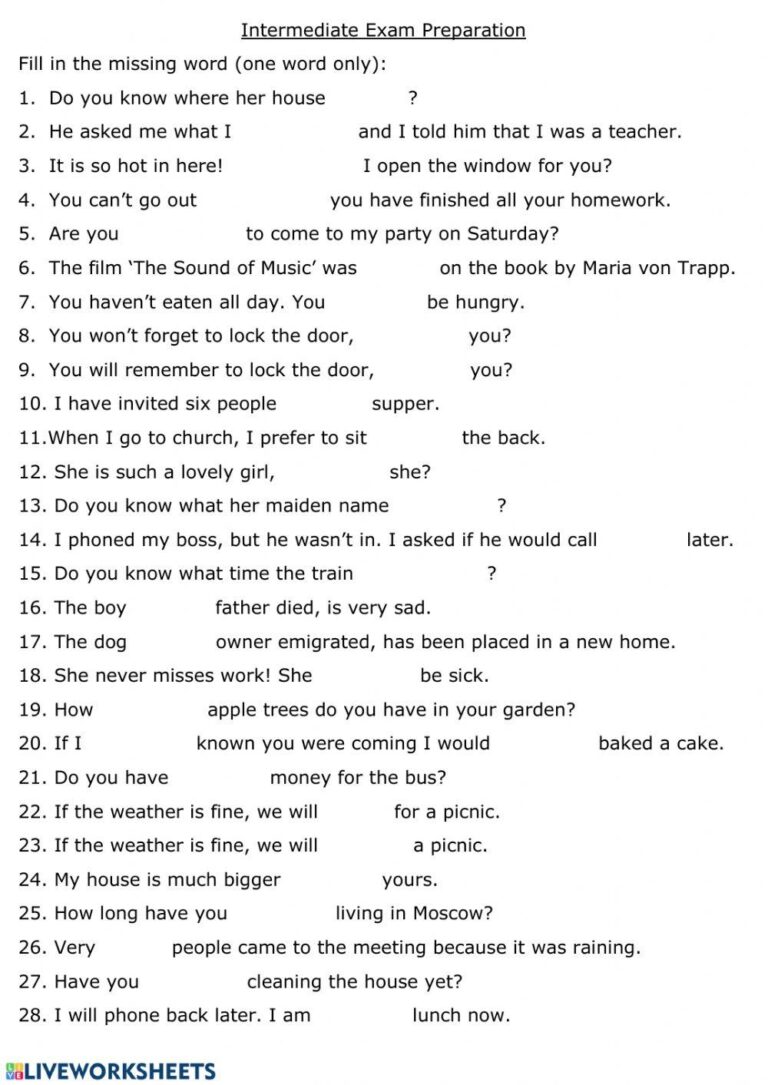 Intermediate Gr Free Interactive Worksheets 52367