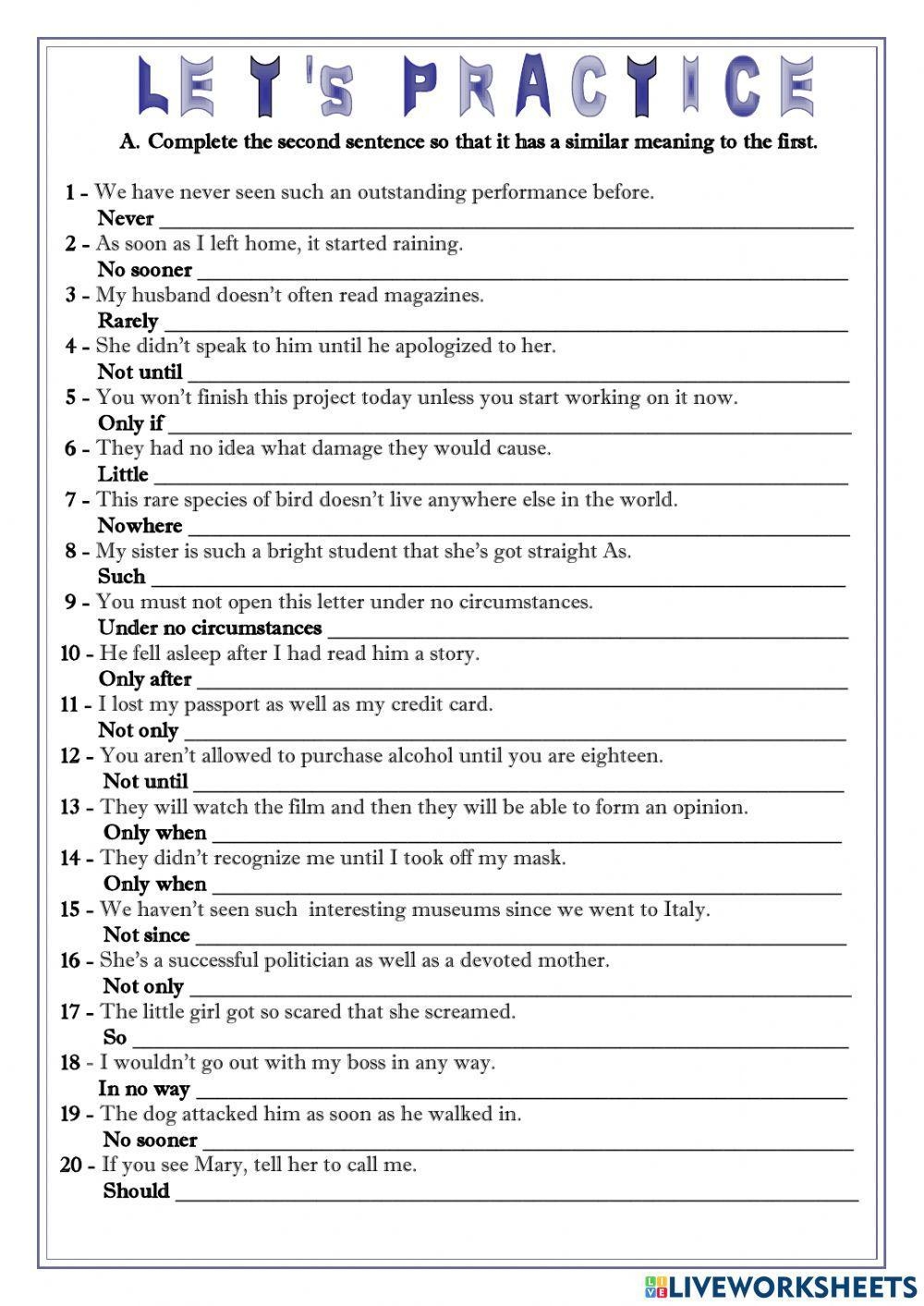 Inversion Pract Free Interactive Worksheets 1925113