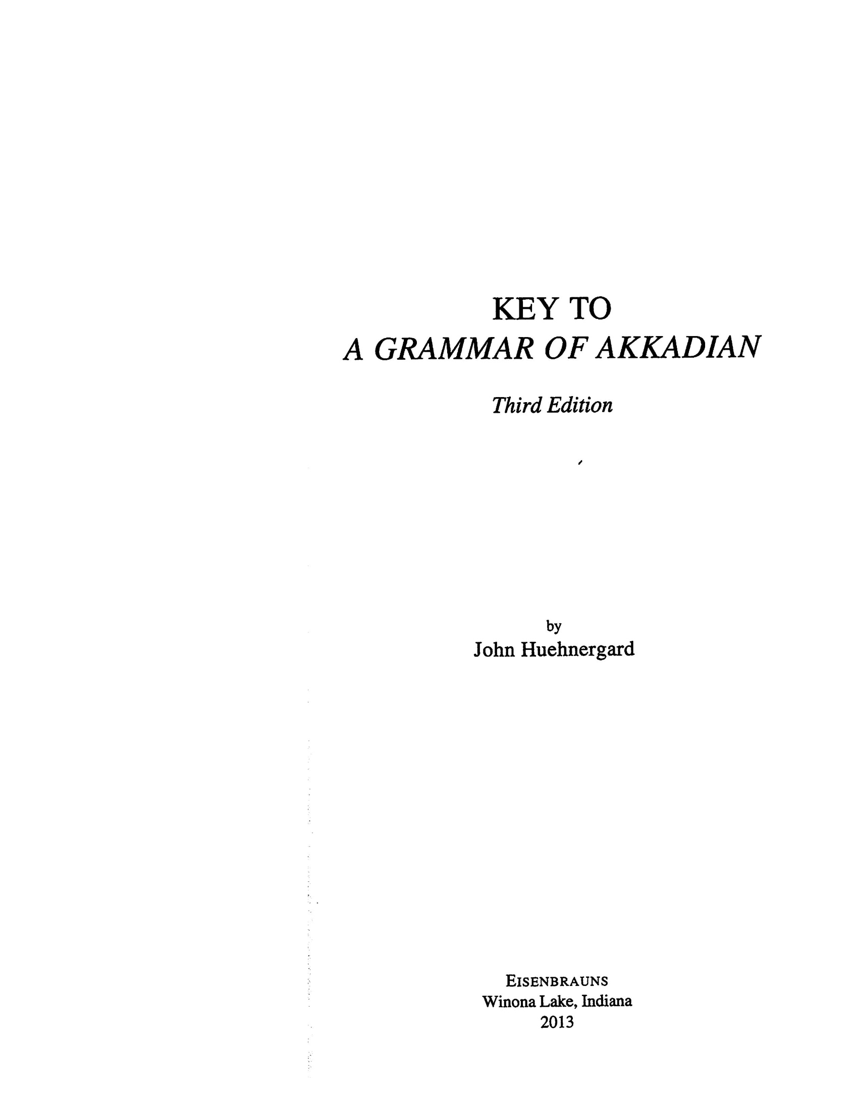 Key To A Grammar Of Akkadian Third Edition OMNIKA Key To A Grammar Of Akkadian Third Edition OMNIKA