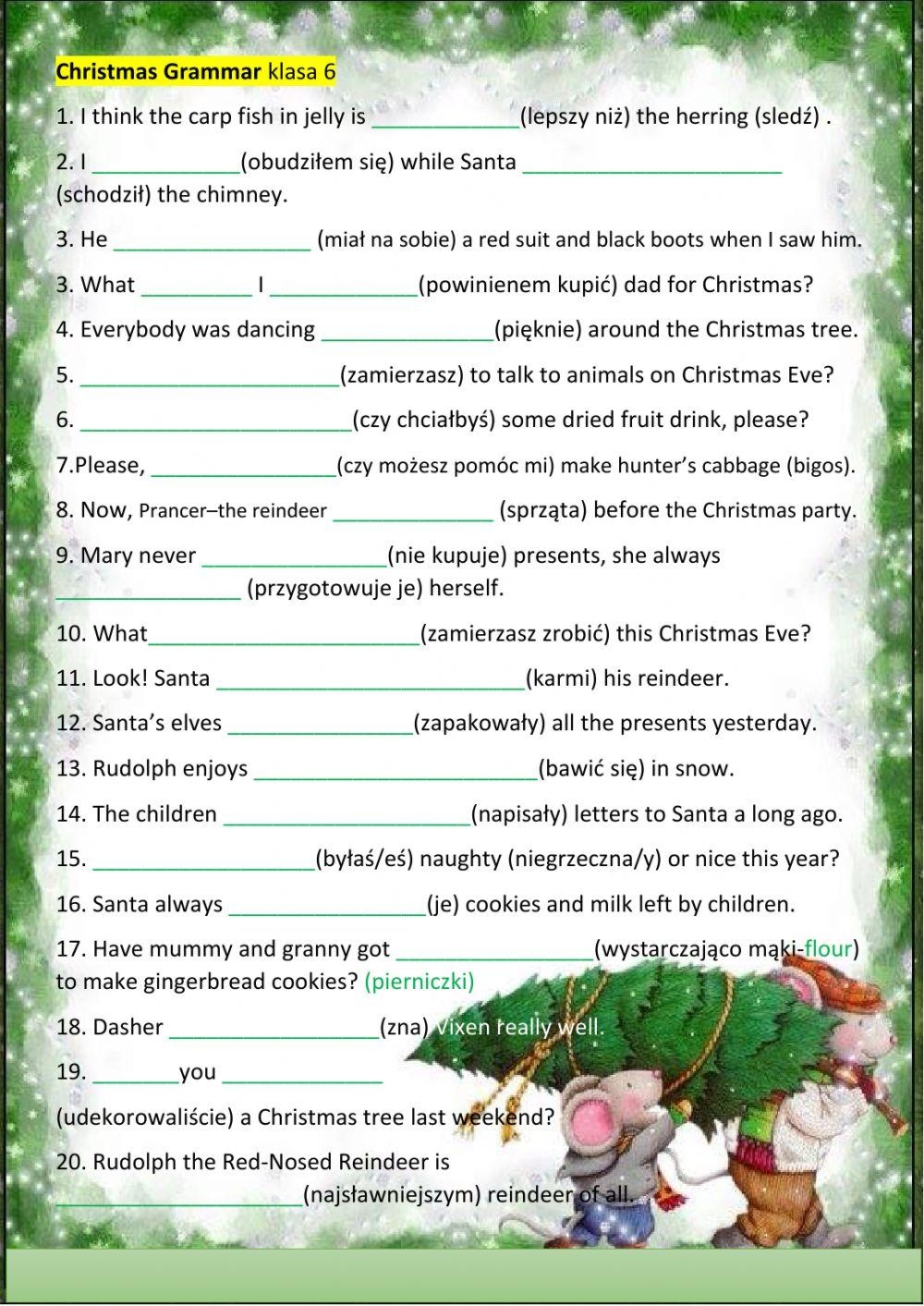 Christmas Grammar Worksheets Christmas Grammar Worksheets