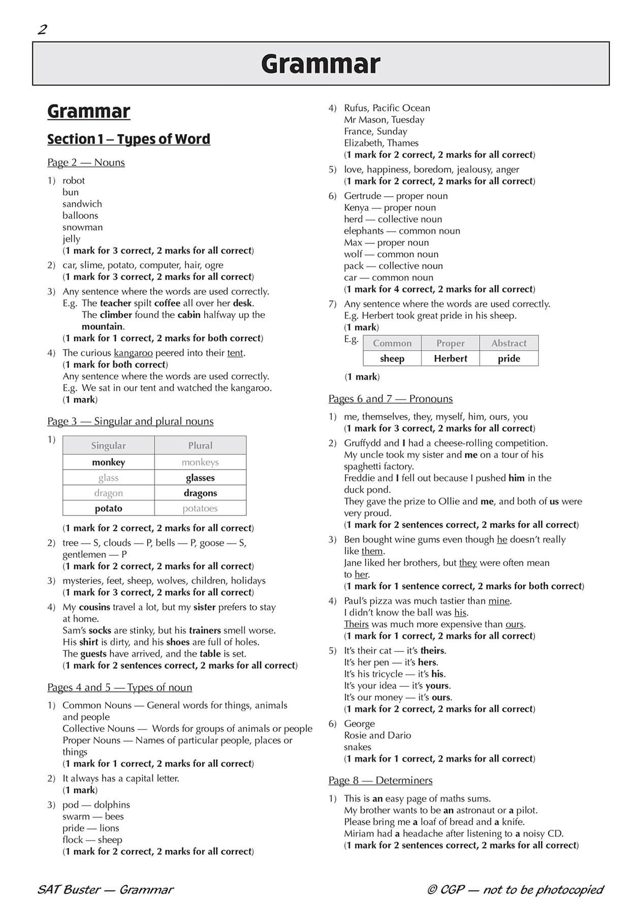 KS2 English SAT Buster Grammar Punctuation U0026 Spelling Answer Book 1 for The 2026 Tests CGP Books