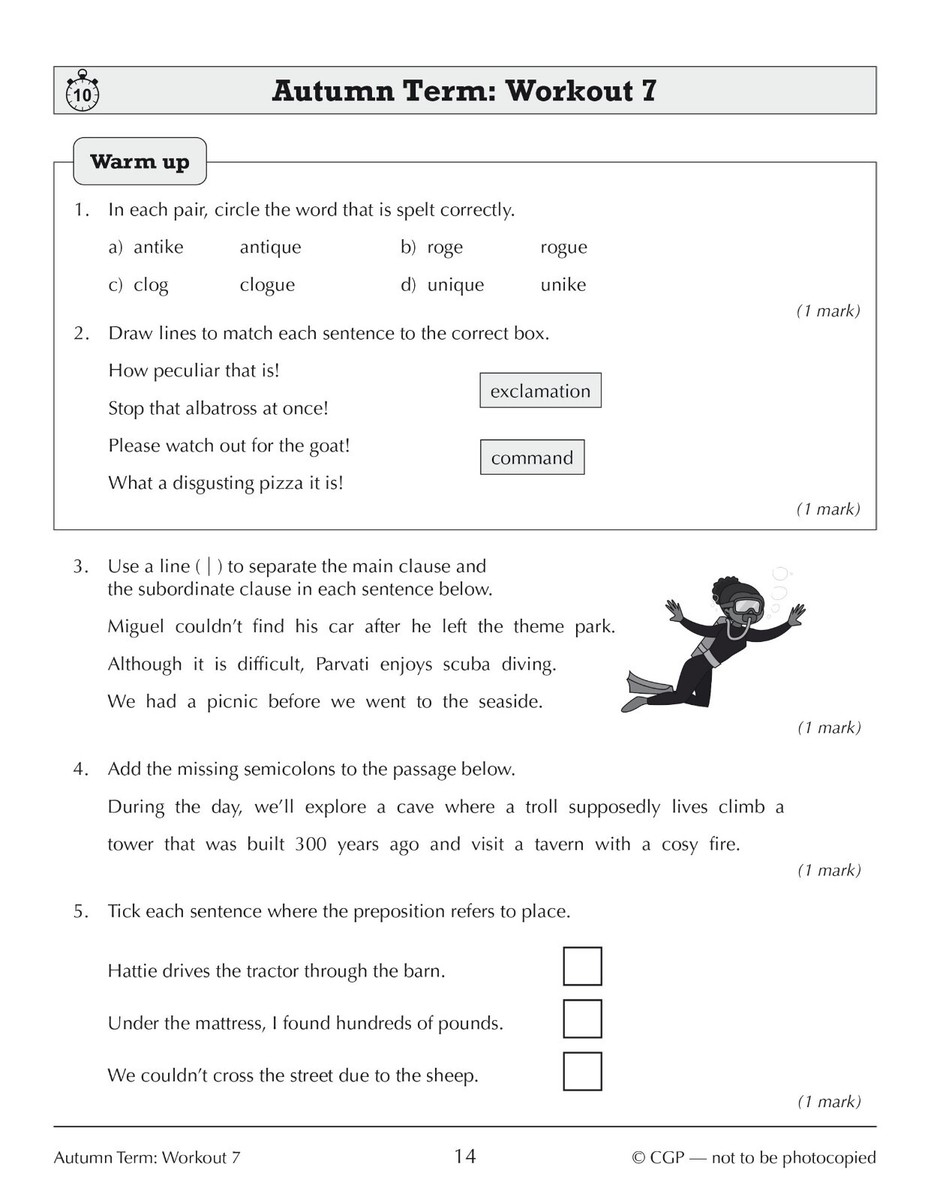 KS3 English Year 7 Spelling Punctuation Grammar 10 Minute Workouts CGP EBay