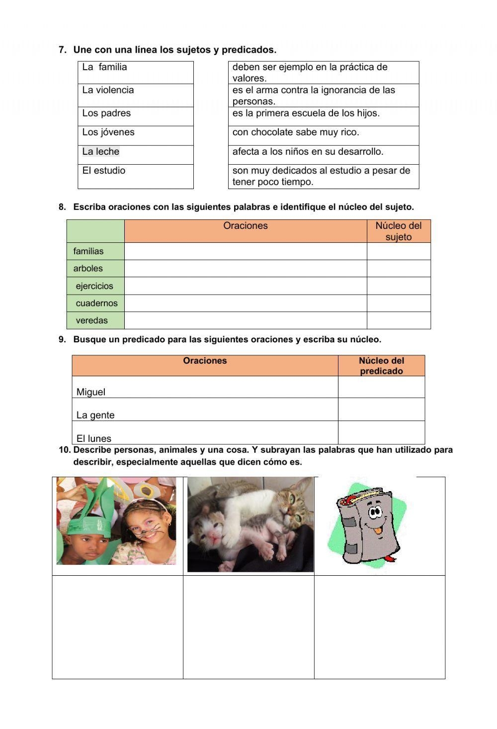 LA ORACI N GRAM Free Interactive Worksheets 477794