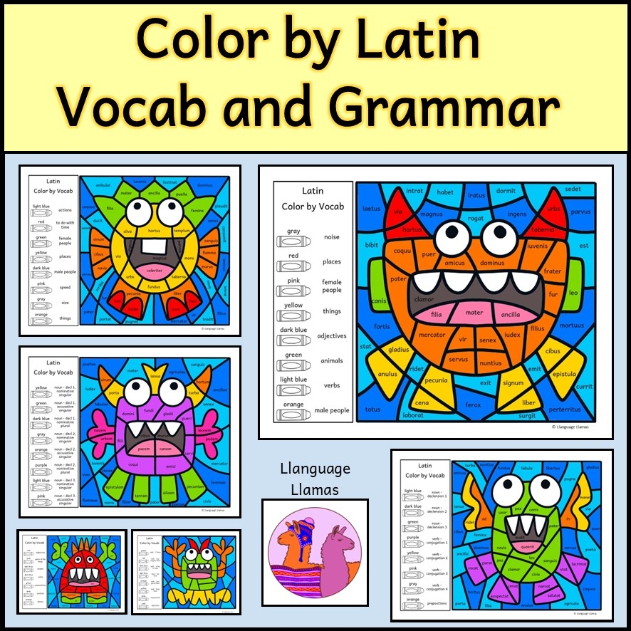 Latin Color By Vocabulary Grammar Parts Of Speech Monster Theme Made By Teachers
