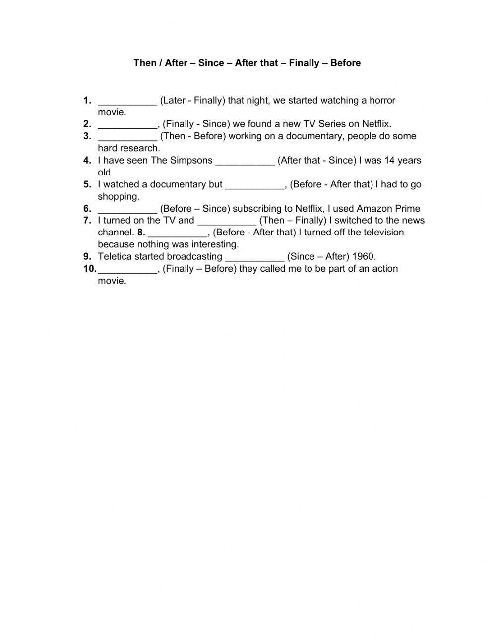 Linkers Sequen Free Interactive Worksheets 464229