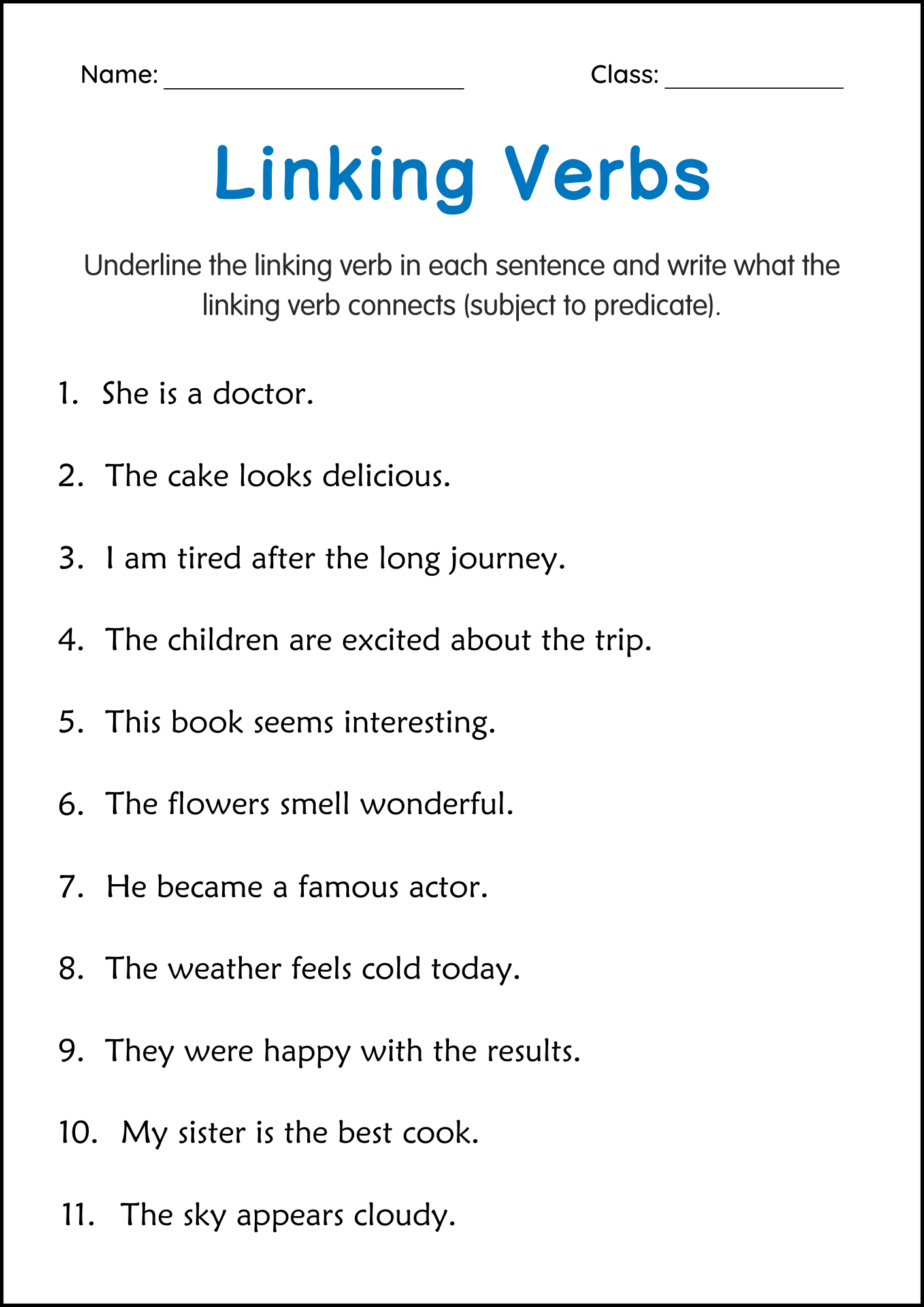 Linking Verbs Grammar Worksheets Linking Verbs Activities For Grade 1 2 3 Teaching Resources Linking Verbs Grammar Worksheets Linking Verbs Activities For Grade 1 2 3 Teaching Resources