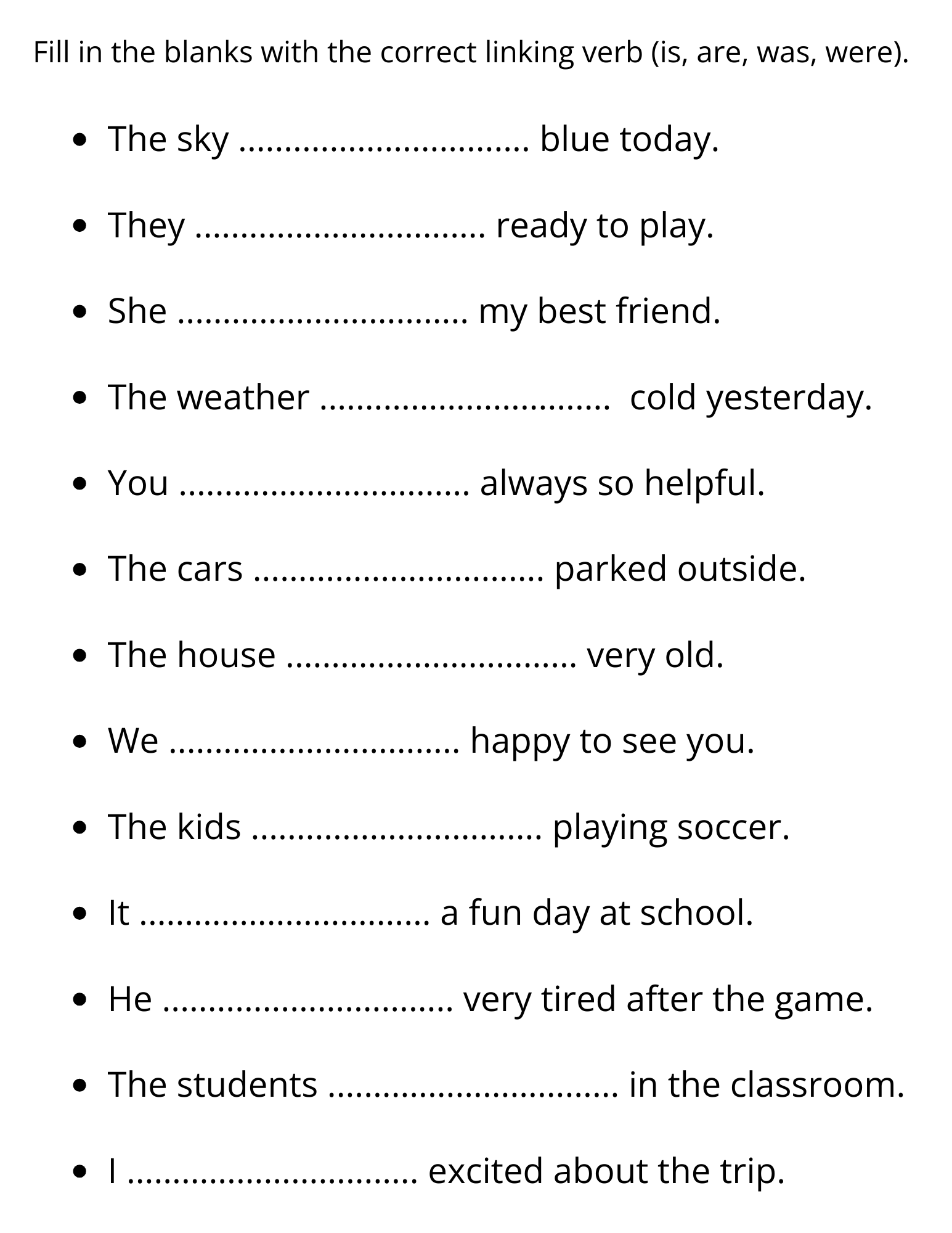 Linking Verbs Sentences Worksheets With Answer Key Made By Teachers Linking Verbs Sentences Worksheets With Answer Key Made By Teachers