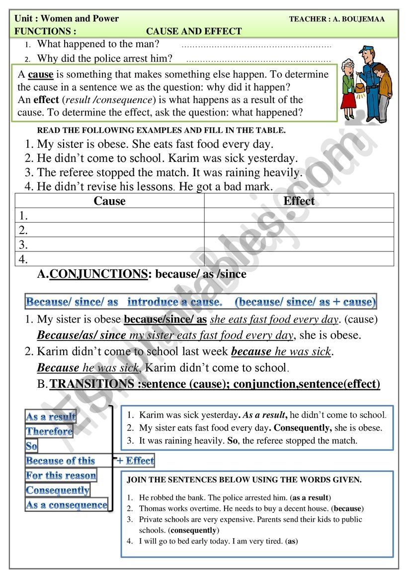 Linking Words Cause And Effect ESL Worksheet By Boujemaa12 Linking Words Cause And Effect ESL Worksheet By Boujemaa12