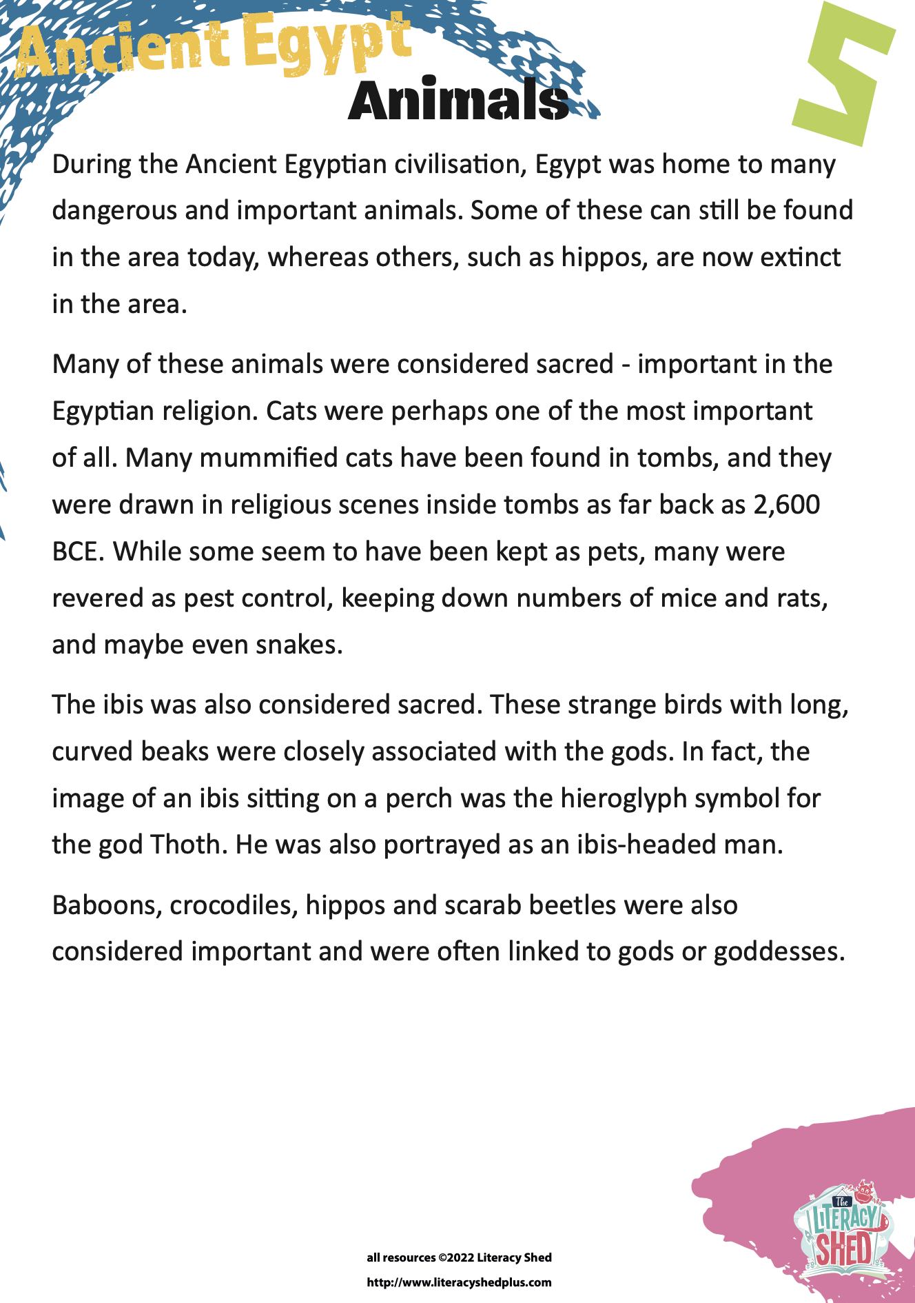 Literacy Shed Plus LitShed Resource Animals Ancient Egypt Stage 5 Grammar