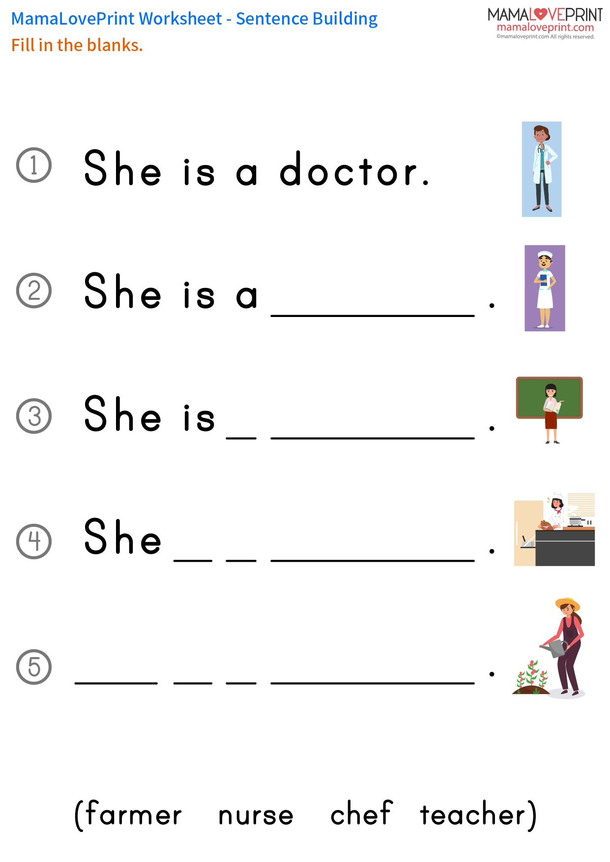 MamaLovePrint Grade 1 English Worksheets Basic Grammar Personal Pronouns He She It PDF Free Download