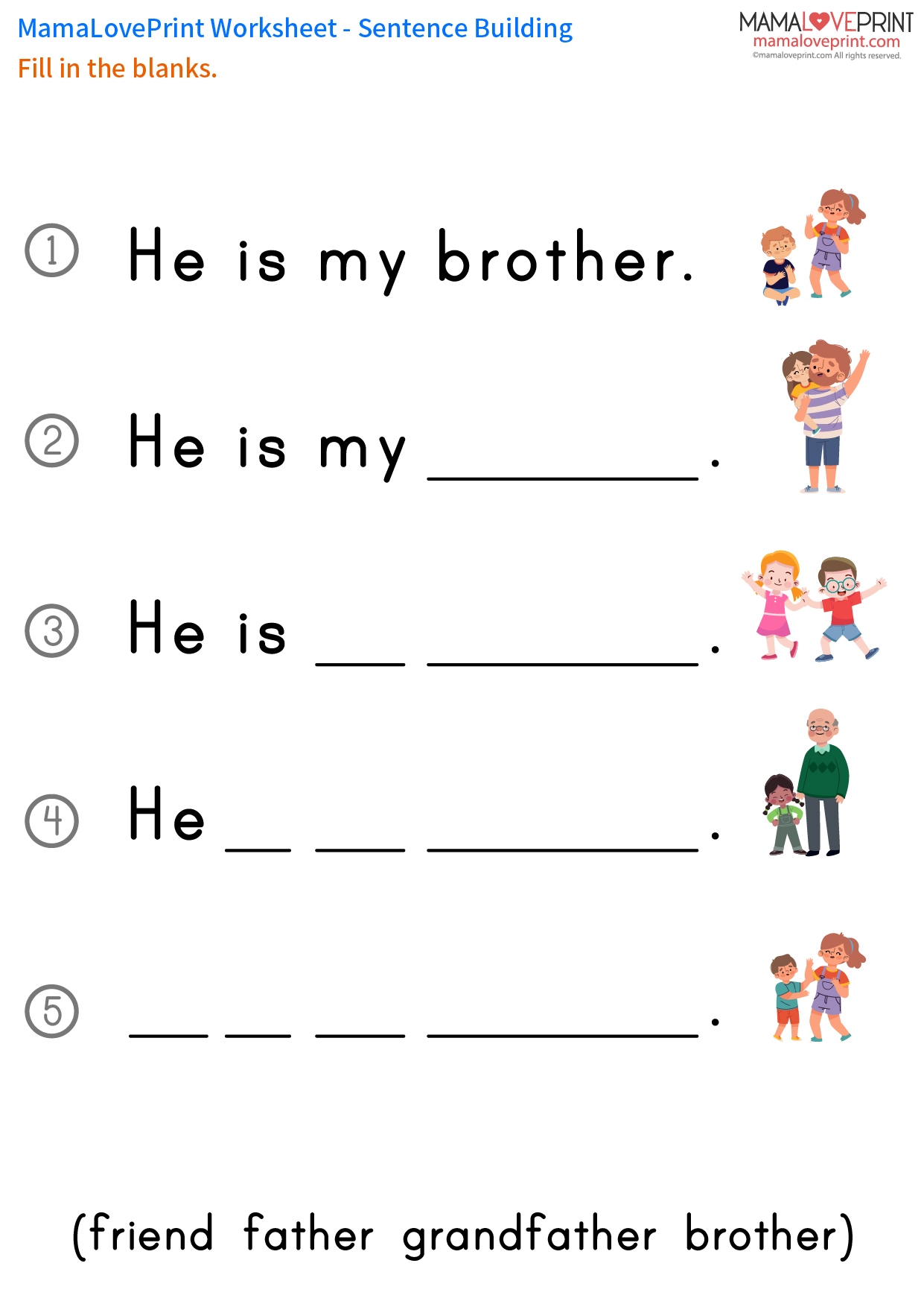 MamaLovePrint Grade 1 English Worksheets Basic Grammar Personal Pronouns He She It PDF Free Download