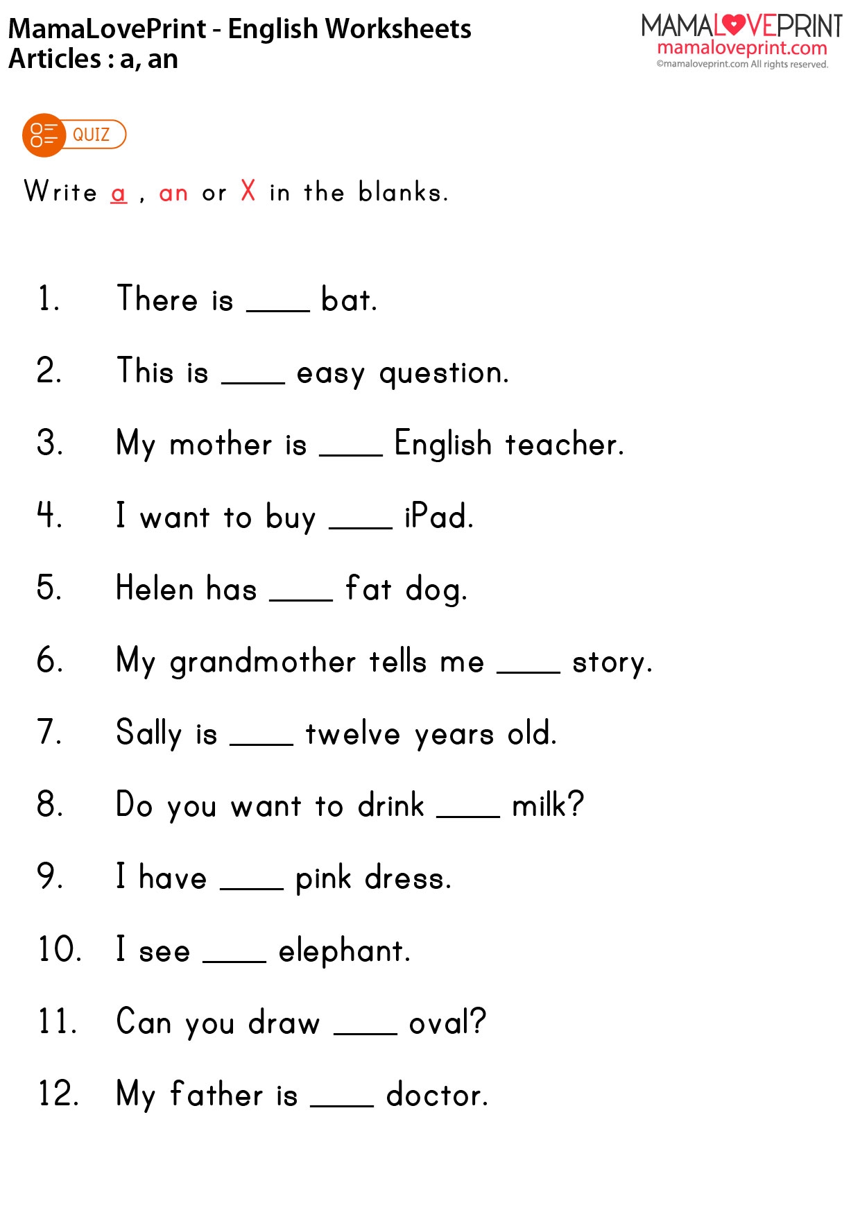 Preschool English Grammar Worksheets
