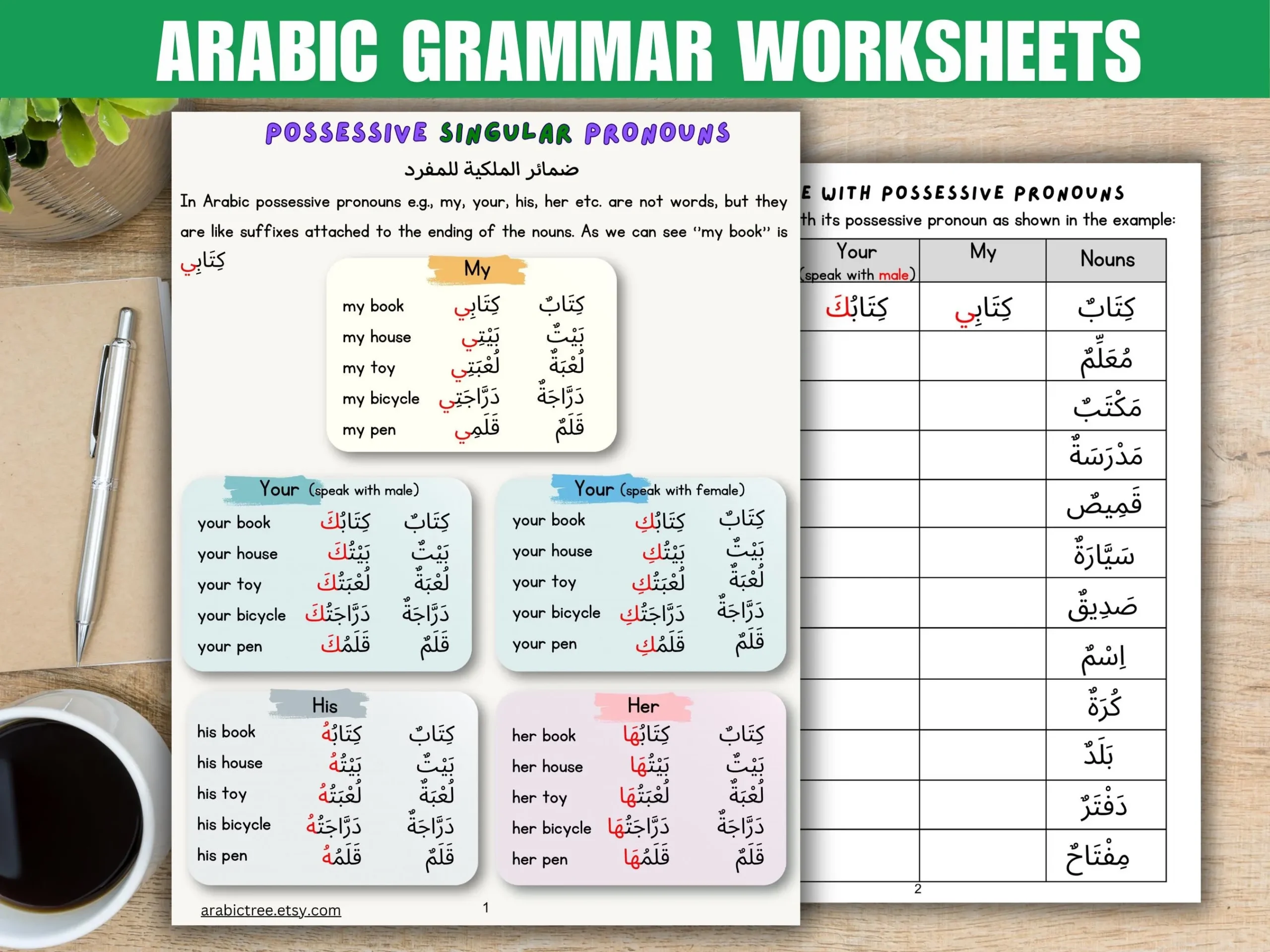Master Arabic Possessive Pronouns Singular Dual U0026 Plural Arabic Grammar Worksheets Etsy Master Arabic Possessive Pronouns Singular Dual U0026 Plural Arabic Grammar Worksheets Etsy