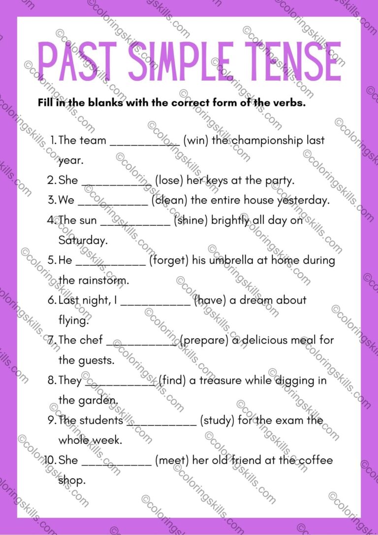 Mastering The Past Simple Tense Grammar Worksheets PDF 