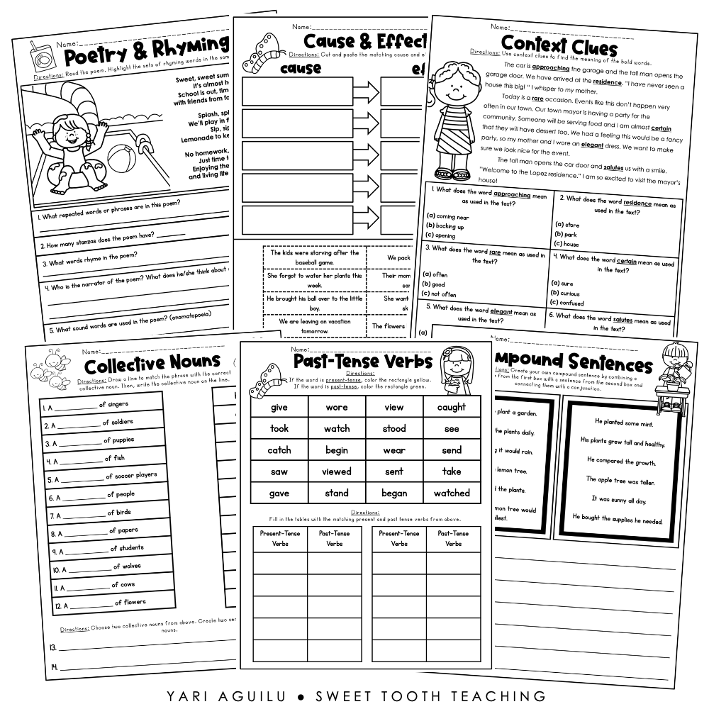 2nd Grade Grammar Review Worksheets