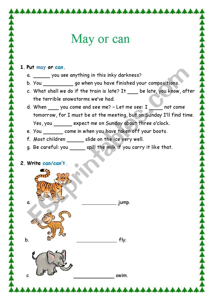 May Or Can ESL Worksheet By Ilona735