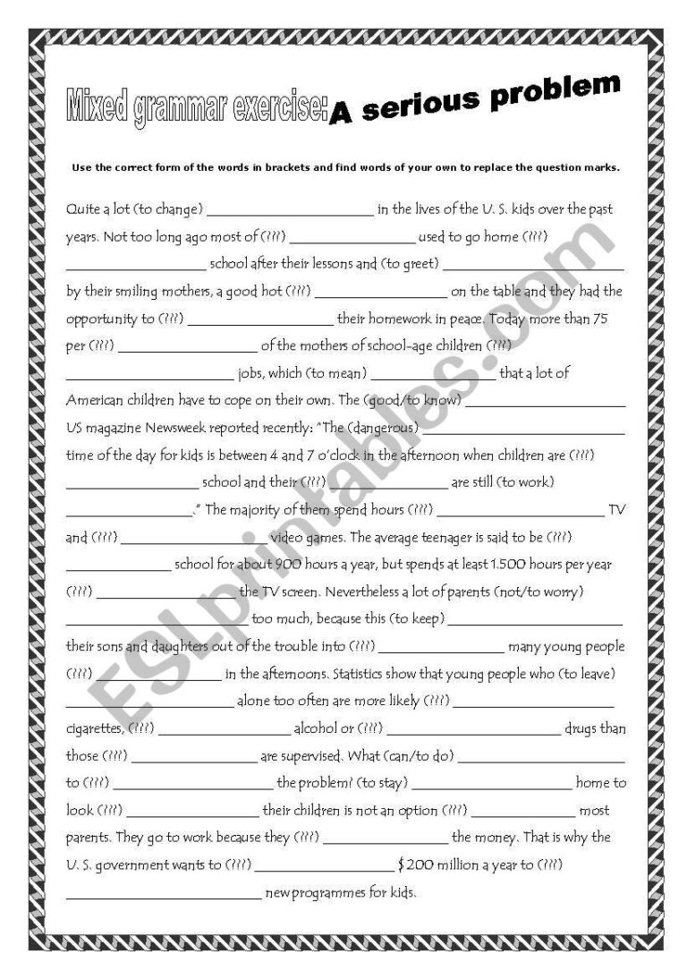 Mixed Grammar ESL Worksheet By Schollus