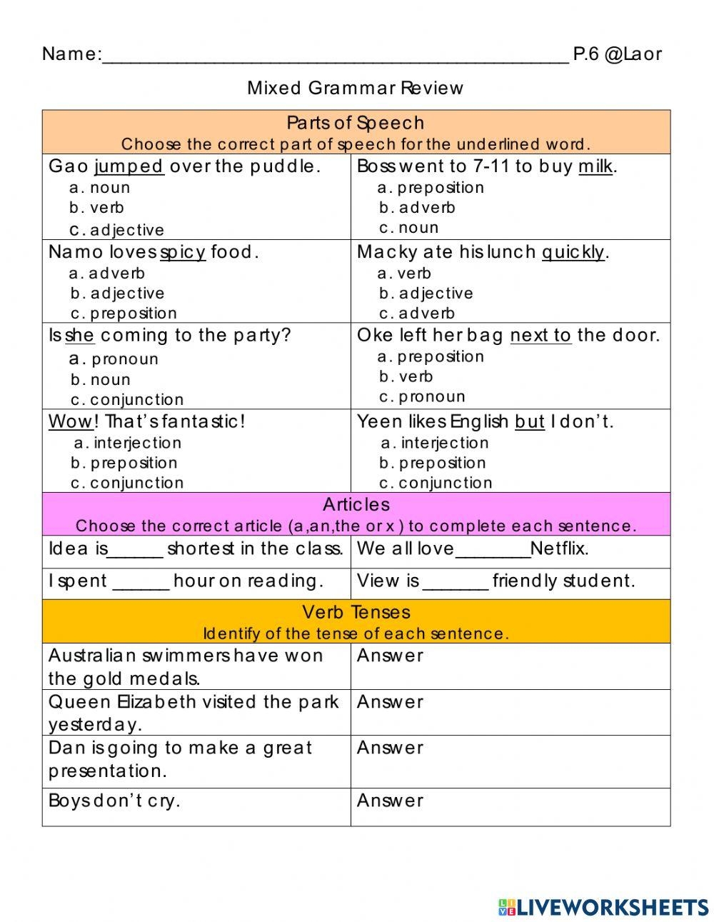 Mixed Grammar R Free Interactive Worksheets 5139280 Mixed Grammar R Free Interactive Worksheets 5139280